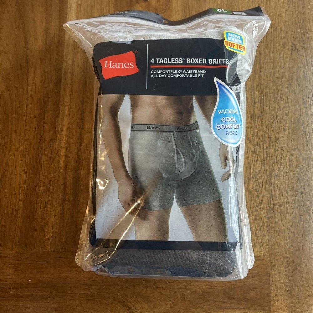 NEW Hanes Sport Comfort Cool Tagless Boxer Briefs Soft 4 PACK